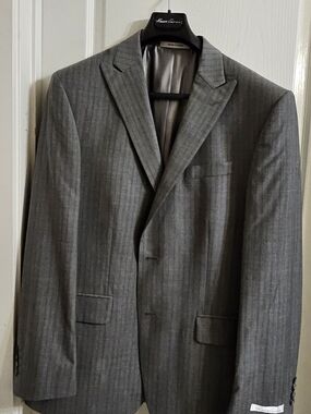 Kenneth Cole New York Gray Pinstripe Two-Button Suit Jacket